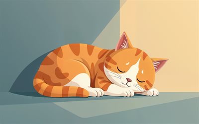 ingwerkatze, süße katzen, schlafkatze, minimalismus katzen, ruhekonzepte, gute nacht, katzen