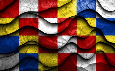 4k, Antwerp flag, Provinces of Belgium, wooden 3D waves flags, Day of Antwerp, flag of Antwerp, Belgium, Antwerp wooden flag, Europe, Belgian provinces, Antwerp