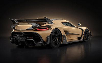 mansory koenigsegg jesko, 4k, vue arrière, 2026 voitures, hypercars, réglage, koenigsegg jesko marron, koenigsegg jesko 2026, voitures suédoises, mansory, kœnigsegg