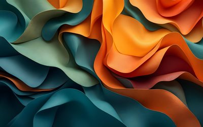 4k, موجات ثلاثية الأبعاد ملونة, تصميم المواد, منحنيات ثلاثية الأبعاد ملونة, عمل فني, التجريد الملونة, موجات مجردة ملونة, خلفية متموجة مجردة, موجات مجردة, خلفيات مجردة