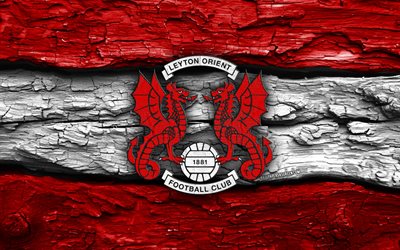 logo en bois leyton orient, 4k, fond en bois blanc rouge, ligue 1, football, logo leyton orient, emblème de leyton orient, leyton orient fc, club de football anglais, leyton orient
