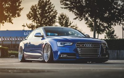 coupe, tuning, 2015, Audi S5, blue audi, supercars