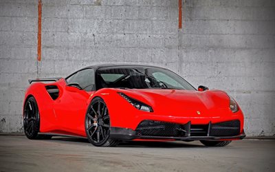 sypercars, VOS Rendimiento, optimización, 2016, Ferrari 488 GTB, rojo ferrari