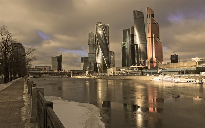 moskva city, skyskrapor, affärscentra, moskva, ryssland