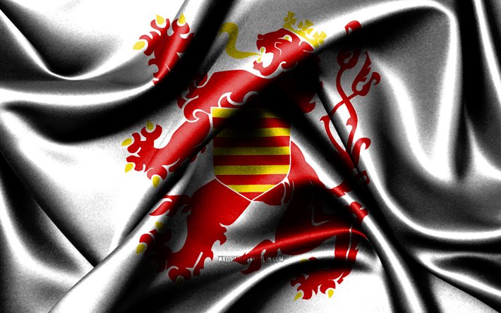 bandera de limburg, 4k, provincias belgas, banderas de tela, día de limburgo, bandera de limburgo, banderas de seda onduladas, bélgica, provincias de bélgica, limburgo