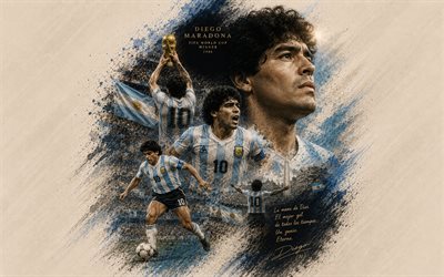 Diego Maradona, Argentina national football team, Diego Armando Maradona, 1986 FIFA World Cup, Diego Maradona with the cup, Maradona, creative art, football, sports legends, Maradona Argentina, football legends