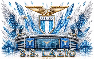 SS Lazio logo, 4k, Italian football club, SS Lazio, crystal art, SS Lazio emblem, San Siro, Lazio, Italy, football, Serie A, Societa Sportiva Lazio