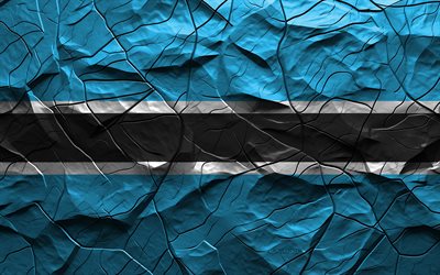 4k, Botswana flag, stone texture, flag of Botswana, Africa, Botswana 3D flag, background with cracks, Botswana