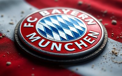 FC Bayern Munich 3D steel logo, red steel background, FC Bayern Munich steel emblem, FC Bayern Munich logo, Germany, football, FC Bayern Munich, Bayern Munich logo, Bayern Munich