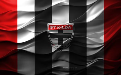St Kilda Saints logo, American basketball club, NBA G League, red black carbon background, St Kilda Saints emblem, basketball, St Kilda Saints, USA