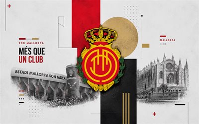 RCD Mallorca grunge logo, grunge background, RCD Mallorca emblem, RCD Mallorca logo, RCD Mallorca sign, La Liga, Spain, football, RCD Mallorca