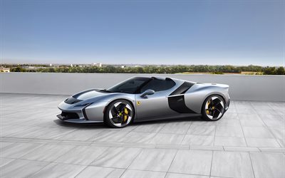 2026, Ferrari HC25, 4K, top view, exterior, supercar, silver Ferrari HC25, hypercars, Italian sports cars, Ferrari