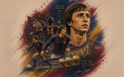 Johan Cruyff, FC Barcelona, Dutch footballer, sports legends, Johan Cruyff FC Barcelona, creative art, Johan Cruyff Barcelona, football, football legends, Barcelona