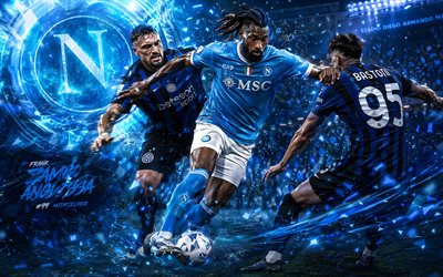 Zambo Anguissa, SSC Napoli, fan art, blue abstract digital background, Zambo Anguissa SSC Napoli, creative art, SSC Napoli logo, Zambo Anguissa Napoli, football, Napoli, Andre-Frank Zambo Anguissa