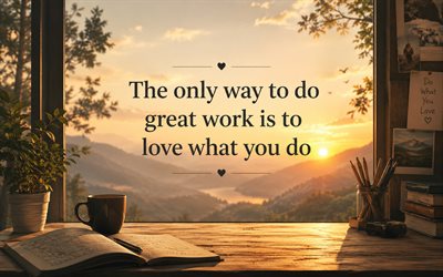 The only way to do great work is to love what you do, Steve Jobs, evening, sunset, Steve Jobs quotes, quotes about work, motivation, inspiration
