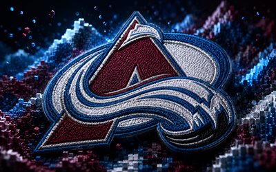 Colorado Avalanche fabric logo, 4k, blue maroon 3D background, NHL, hockey, Colorado Avalanche logo, Colorado Avalanche emblem, american hockey team, Colorado Avalanche