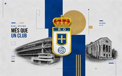 Real Oviedo grunge logo, grunge background, Real Oviedo emblem, Real Oviedo logo, Real Oviedo sign, La Liga, Spain, football, Real Oviedo
