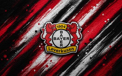 Bayer 04 Leverkusen logo, 4k, red white paint background, Bayer 04 Leverkusen, German football club, Bayer 04 Leverkusen emblem, Bundesliga, Bayer 04, Germany, Bayer Leverkusen