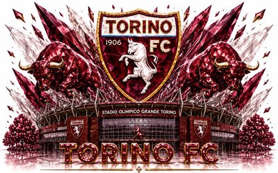 Torino FC logo, 4k, Italian football club, Torino FC, crystal art, Torino FC emblem, Stadio Olimpico Grande Torino, Torino, Italy, football, Serie A, Torino лого