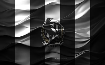 4k, Collingwood Magpies logo, black white 3D background, Collingwood Magpies emblem, AFL, Australian rules football team, Sydney Swans flag, 3D texture, Collingwood Magpies, Australia, Australian rules football