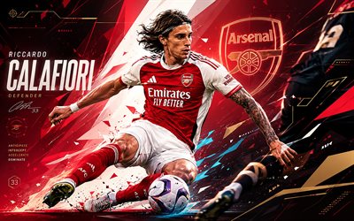 4k, Riccardo Calafiori, Arsenal FC, vector art, red abstract vector background, Riccardo Calafiori Arsenal FC, creative art, Arsenal FC logo, Riccardo Calafiori Arsenal, football, Arsenal