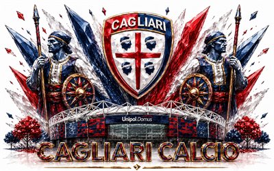 Cagliari Calcio logo, 4k, Italian football club, Cagliari Calcio, crystal art, Cagliari Calcio emblem, Unipol Domus, Cagliari, Italy, football, Serie A, The Sardinians, Cagliari logo