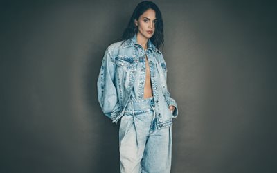 Eiza Gonzalez, 4k, Numero photoshoot, mexican actress, movie stars, beauty, pictures with Eiza Gonzalez, brunette woman, denim suit, mexican celebrity, Eiza Gonzalez photoshoot