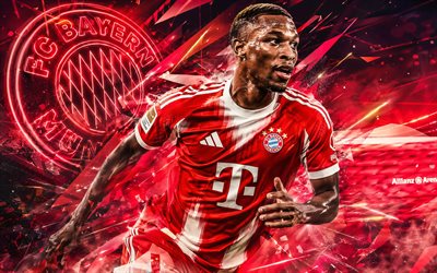 Nicolas Jackson, FC Bayern Munich, fan art, red abstract digital background, Nicolas Jackson FC Bayern Munich, creative art, FC Bayern Munich logo, Nicolas Jackson Bayern Munich, football, Bayern Munich