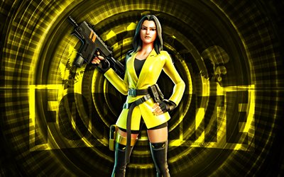 Yellowjacket Fortnite, 4k, yellow spiral background, Fortnite, creative, Yellowjacket Skin, Fortnite Yellowjacket Skin, Yellowjacket, Fortnite characters