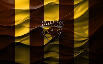 4k, Hawthorn Hawks logo, Australian rugby team, NRL, yellow burgundy silk fabric, National Rugby League, Hawthorn Hawks emblem, Hawthorn Hawks, Australia, rugby, Hawthorn Hawks sign