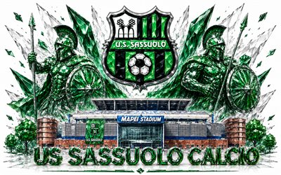 US Sassuolo Calcio logo, 4k, Italian football club, US Sassuolo Calcio, crystal art, US Sassuolo Calcio emblem, Mapei Stadium, Sassuolo, Italy, football, Serie A, Sassuolo logo
