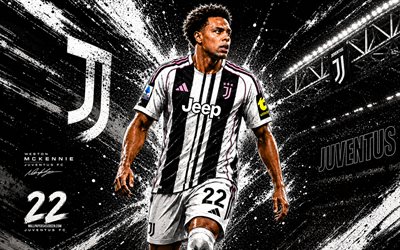 Weston McKennie, 4k, vector art, Juventus FC, soccer, Serie A, american footballers, Weston McKennie 4K, black white abstract background, Weston McKennie art, football, Juve, Weston McKennie Juventus FC