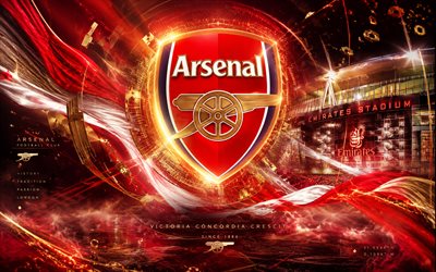 Arsenal FC, 4k, English football club, Arsenal FC logo, football art, red white abstract background, Arsenal FC emblem, Premier League, Arsenal logo, football, England, Arsenal