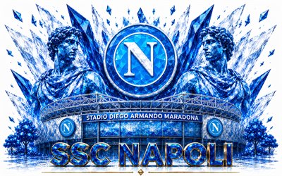 SSC Napoli logo, 4k, Italian football club, SSC Napoli, crystal art, SSC Napoli emblem, Stadio Diego Armando Maradona, Napoli, Italy, football, Serie A, Napoli logo
