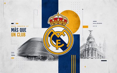 Real Madrid grunge logo, grunge background, Real Madrid emblem, Real Madrid logo, Real Madrid sign, La Liga, Spain, football, Real Madrid, Real Madrid CF