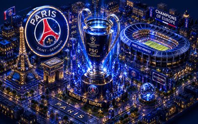 Paris Saint-Germain, 2026 Champions League winner, isometric art, PSG, 2026 Champions League, Paris Saint-Germain logo, PSG winner, Champions League, football, Champions League trophy, Paris, France