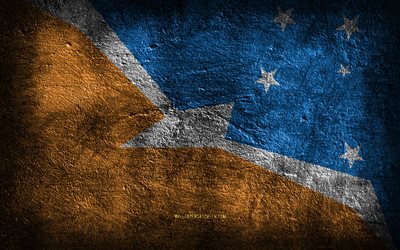 4k, ティエラ・デル・フエゴの旗, アルゼンチンの州, 石のテクスチャ, ティエラ デル フエゴの旗, 石の背景, ティエラ デル フエゴの日, グランジアート, ティエラ・デル・フエゴ州, ティエラ デル フエゴ, アルゼンチン