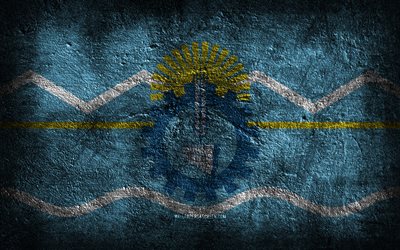 4k, chubut-flagge, argentinische provinz, steinstruktur, flagge von chubut, steinhintergrund, provinzen von argentinien, tag von chubut, grunge-kunst, provinz chubut, chubut, argentinien
