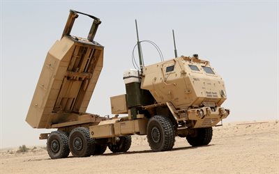 M142 HIMARS, sand camouflage, rocket systems, US Army, desert, High Mobility Artillery Rocket System, artillery