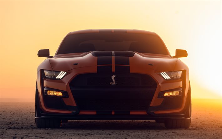 ford mustang shelby gt500, 4k, vista de frente, 2022 autos, supercars, tuning, 2022 ford mustang, amarican cars, muscle cars, ford