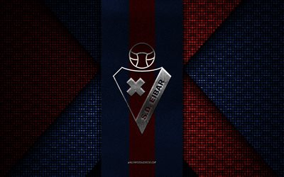 sd eibar, segunda division, texture tricotée rouge bleu, logo sd eibar, club de football espagnol, emblème sd eibar, football, eibar, espagne