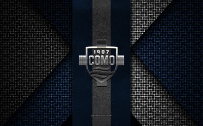 Como FC, Serie B, blue white knitted texture, Como FC logo, Italian football club, Como FC emblem, football, Como, Italy