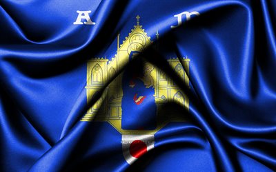Montpellier flag, 4K, French cities, fabric flags, Day of Montpellier, flag of Montpellier, wavy silk flags, France, Cities of France, Montpellier
