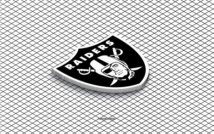 4k, Las Vegas Raiders isometric logo, 3d art, American football club, isometric art, Las Vegas Raiders, white background, NFL, USA, American football, isometric emblem, Las Vegas Raiders logo