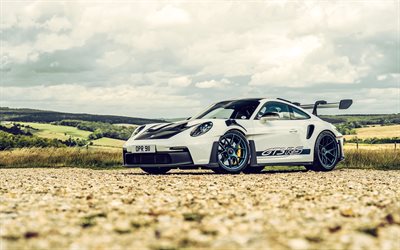4k, Porsche 911 GT3 RS, Weissach Package, 2023, front view, exterior, racing cars, Porsche 911 tuning, german sports cars, Porsche