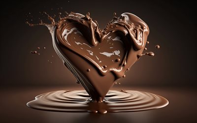 corazón de chocolate, amor por el chocolate, dulces, antecedentes con un corazón de chocolate, chocolate
