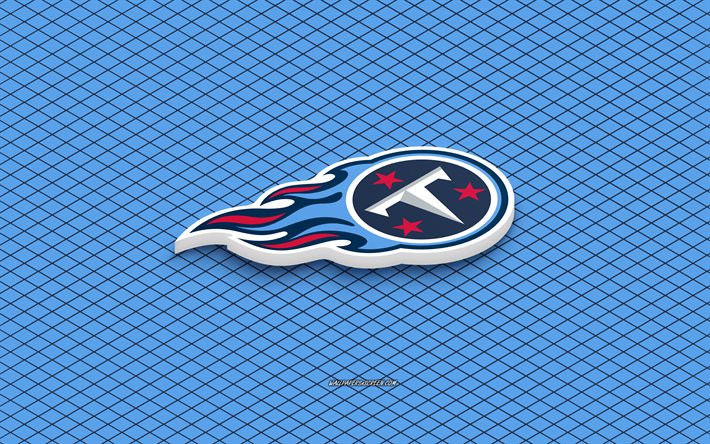 4k, Tennessee Titans isometric logo, 3d art, American football club, isometric art, Tennessee Titans, blue background, NFL, USA, American football, isometric emblem, Tennessee Titans logo