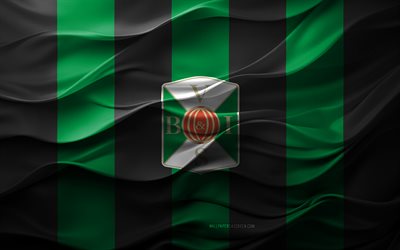 4k, Varbergs BoIS logo, green black 3d background, Superettan, Varbergs BoIS emblem, Swedish football team, Varbergs BoIS flag, 3d texture, Sweden, Varbergs BoIS, football, soccer