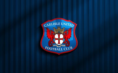 4k, Carlisle United 3D logo, National League, blue 3D background, soccer, Carlisle United emblem, Carlisle United logo, Carlisle United, football, english football club, Carlisle United FC