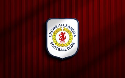 4k, Crewe Alexandra FC 3D logo, League Two, red 3D background, soccer, Crewe Alexandra FC emblem, Crewe Alexandra FC logo, Crewe Alexandra FC, football, english football club, Crewe Alexandra